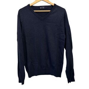 J. Crew Men's Blue V-Neck 100% Merino Wool Pullover Sweater Size L